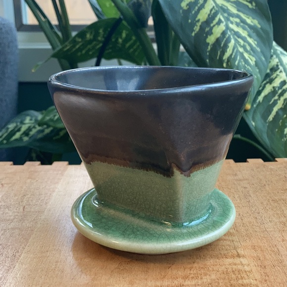 Cost Plus World Market Other - 🎂 Ceramic Pottery Jade Green Coffee Pour Over EUC